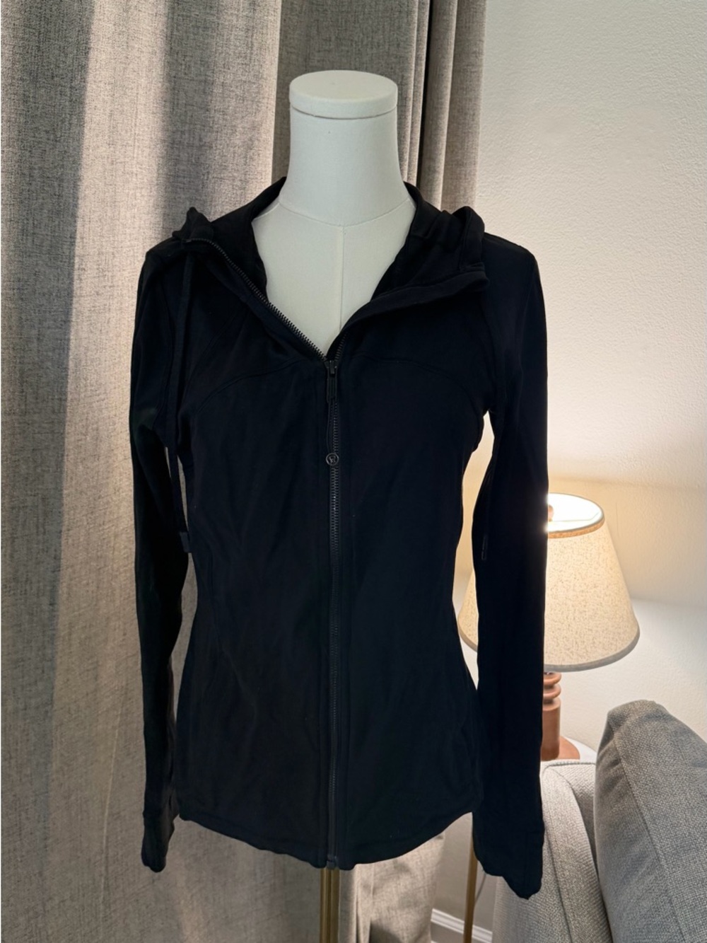 Black Lululemon Zip-Up Hooded Jacket size 10